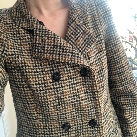Zara Black and Brown Checkered Pea Coat - Picture 2 of 6